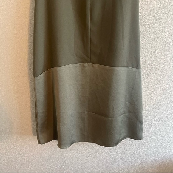 Parker Crosby Two Tone Olive Green Mini Shift Dress with Cutouts Women’s Medium - Picture 6 of 10